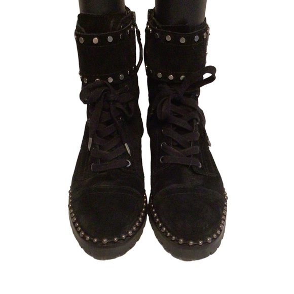 Sam Edelman Jennifer Black Studded Combat Boot Size US 6.5 - Picture 12 of 14